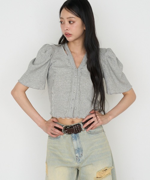 RAY CASSIN(レイカズン)の「【マルチウェイ】Vネックパワショルカーディガン / Tシャツ(Tシャツ/カットソー・レディース・ブラック/グレー/ホワイト・S)」の19枚目の写真