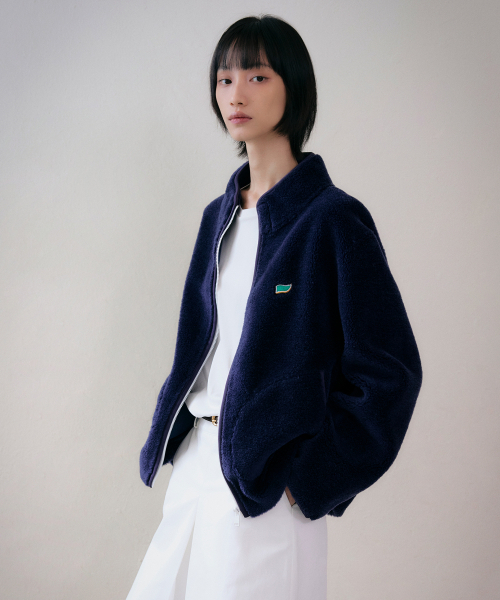 LEFTSEOUL（レフトソウル）の「リアルウールフリースジップアップ[ネイビー]（ムートンコート・レディース・ネイビー・SMALL/MEDIUM/LARGE）」の2枚目の写真