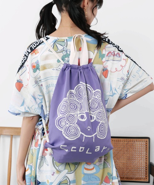 ScoLar(スカラー)の「662446:スカラーちゃん ナップサック(バックパック/リュック・レディース・ブラック/グリーン/レッド/アイボリー/パープル・FREE)」の6枚目の写真