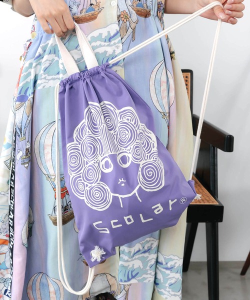 ScoLar(スカラー)の「662446:スカラーちゃん ナップサック(バックパック/リュック・レディース・ブラック/グリーン/レッド/アイボリー/パープル・FREE)」の8枚目の写真