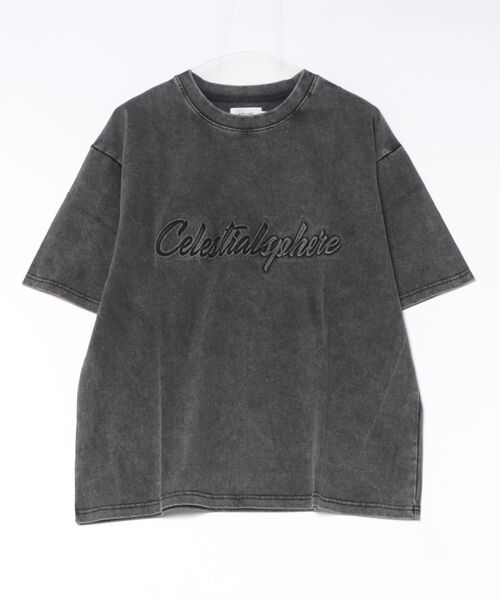 ATELANE(アテレーン)の「【ATELANE】硫化染 トラ刺繍、ロゴ エンボス、S/S TEE(Tシャツ/カットソー・メンズ・ブラック系・MEDIUM)」の1枚目の写真