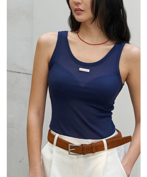 MORVE13(モルブ13)の「オールデイテンセルスリーブレス(ネイビー)(Tシャツ/カットソー・レディース・レッド/アイボリー/ミント/ブラック/バイオレット/ライトグレー/ネイビー/バーガンディー・FREE)」の9枚目の写真