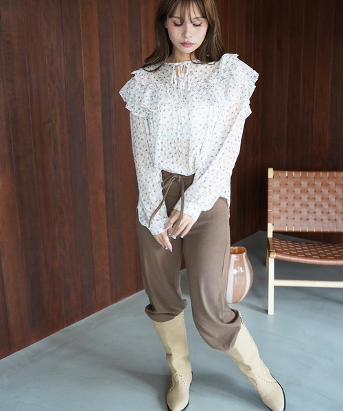 SANSeLF(サンセルフ)の「【SANSeLF】シアーフリルフラワーブラウス saw26s098(シャツ/ブラウス・レディース・ブラック/ホワイト・FREE)」の17枚目の写真