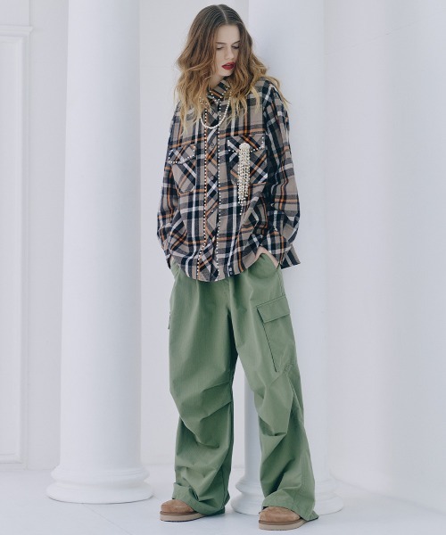 DOUBLE STANDARD CLOTHING(ダブルスタンダードクロージング)の「リップストップカーゴパンツ(カーゴパンツ・レディース・カーキ・36/38)」の15枚目の写真