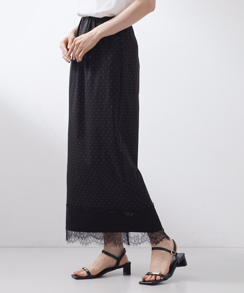 THE SHOP TK （ザ ショップ ティーケー ）の「【セットアップ可】ドット柄 裾レースナロースカート（スカート・レディース・アイボリー系/ブラック系・12/13）」の2枚目の写真
