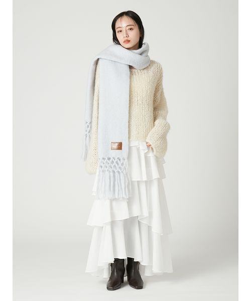 FRAY I.D(フレイアイディー)の「フリンジブークレストール(ストール/ショール・レディース・ホワイト/ライトブルー/ピンク/ブラウン・F)」の9枚目の写真