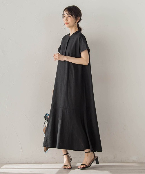 Droite lautreamont(ドロワットロートレアモン)の「レーヨン麻ポプリンワンピース(ワンピース・レディース・ブラック/ブラウン/ブルー・M/S)」の5枚目の写真