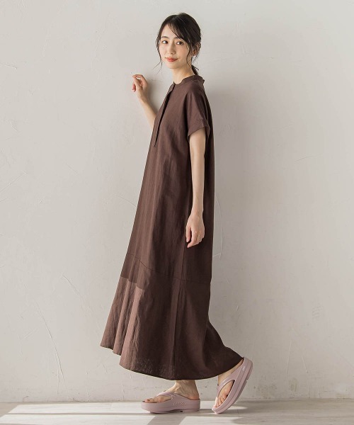 Droite lautreamont(ドロワットロートレアモン)の「レーヨン麻ポプリンワンピース(ワンピース・レディース・ブラック/ブラウン/ブルー・M/S)」の9枚目の写真