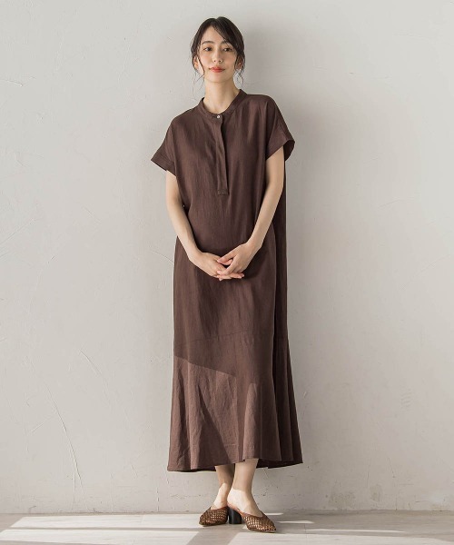 Droite lautreamont(ドロワットロートレアモン)の「レーヨン麻ポプリンワンピース(ワンピース・レディース・ブラック/ブラウン/ブルー・M/S)」の19枚目の写真