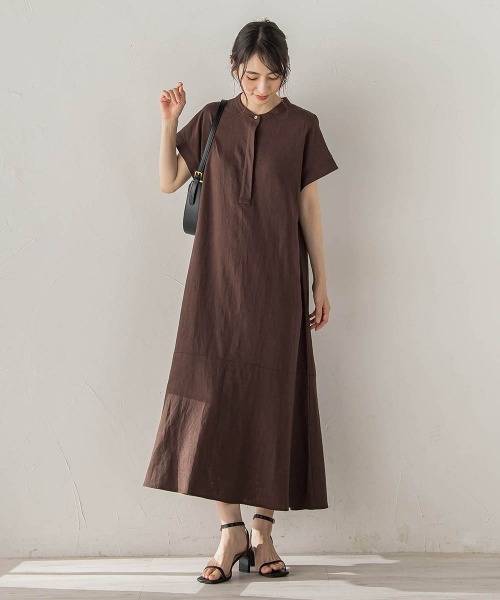 Droite lautreamont(ドロワットロートレアモン)の「レーヨン麻ポプリンワンピース(ワンピース・レディース・ブラック/ブラウン/ブルー・M/S)」の20枚目の写真