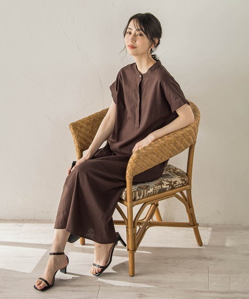 Droite lautreamont(ドロワットロートレアモン)の「レーヨン麻ポプリンワンピース(ワンピース・レディース・ブラック/ブラウン/ブルー・M/S)」の11枚目の写真