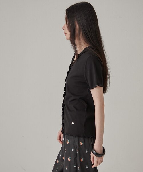 Omekashi(オメカシ)の「【リバイバル/チャーム付き】半袖フリルカーディガン(Tシャツ/カットソー・レディース・アイボリー/ブラック/ブラウン・FREE)」の11枚目の写真
