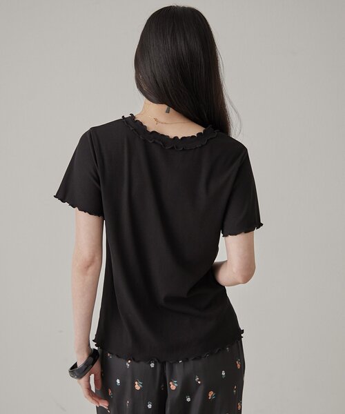 Omekashi(オメカシ)の「【リバイバル/チャーム付き】半袖フリルカーディガン(Tシャツ/カットソー・レディース・アイボリー/ブラック/ブラウン・FREE)」の12枚目の写真