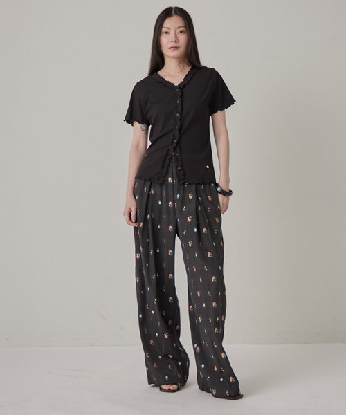 Omekashi(オメカシ)の「【リバイバル/チャーム付き】半袖フリルカーディガン(Tシャツ/カットソー・レディース・アイボリー/ブラック/ブラウン・FREE)」の16枚目の写真