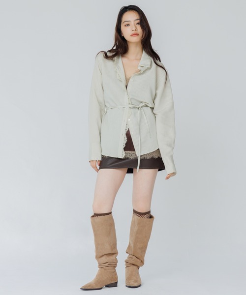 SENEE(セニー)の「lace line stripe shirt(レースラインストライプシャツ)(シャツ/ブラウス・レディース・ベージュ系その他/ブラウン系その他・FREE)」の8枚目の写真