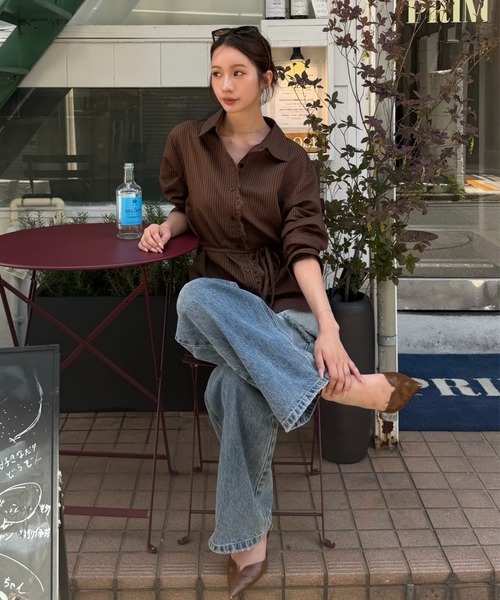 SENEE(セニー)の「lace line stripe shirt(レースラインストライプシャツ)(シャツ/ブラウス・レディース・ベージュ系その他/ブラウン系その他・FREE)」の19枚目の写真