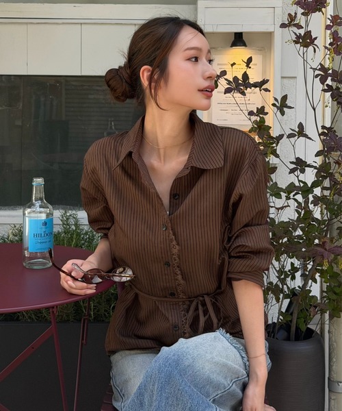 SENEE(セニー)の「lace line stripe shirt(レースラインストライプシャツ)(シャツ/ブラウス・レディース・ベージュ系その他/ブラウン系その他・FREE)」の20枚目の写真