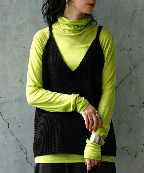 antiqua（アンティカ）の「Vネック ニットビスチェ（ニット/セーター・レディース・グレー/ブラックミックス/ブラック・ONESIZE）」の2枚目の写真