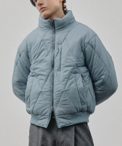 Adoon plain（アドーンプレーン）の「Daiamond Quilted Padded Blouson / ダイヤキルト中綿ブルゾン（ブルゾン・メンズ・ブラック/ブラウン/チャコールグレー/ライトブルー・LARGE/MEDIUM）」の4枚目の写真
