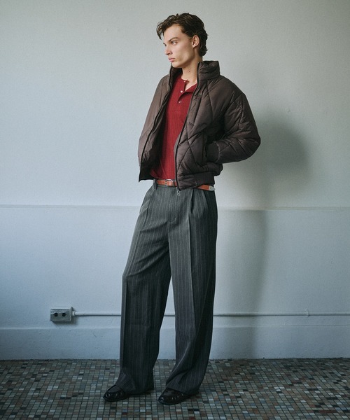 Adoon plain（アドーンプレーン）の「Daiamond Quilted Padded Blouson / ダイヤキルト中綿ブルゾン（ブルゾン・メンズ・ブラック/ブラウン/チャコールグレー/ライトブルー・LARGE/MEDIUM）」の10枚目の写真