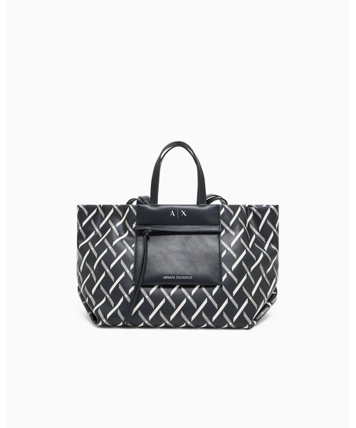 ARMANI EXCHANGE(アルマーニエクスチェンジ)の「【A|X アルマーニ エクスチェンジ】シェブロンロゴ ミディアムダブルハンドバッグ(トートバッグ・レディース・ブラック・FREE)」の1枚目の写真