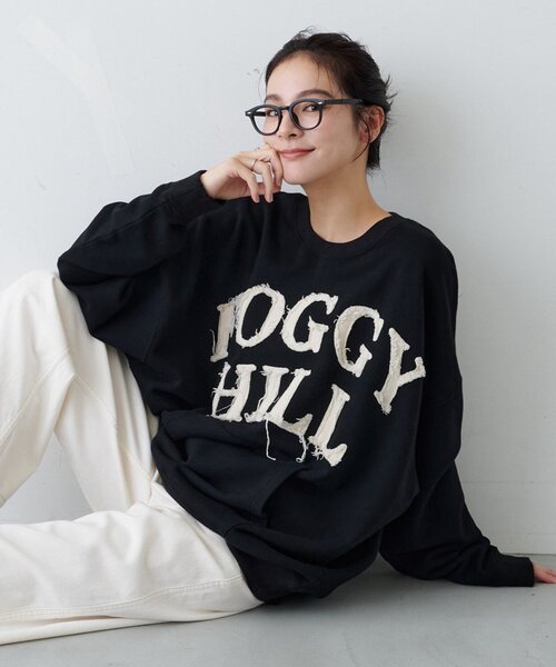 CIAOPANIC TYPY（チャオパニックティピー）の「【UNISEX】オーバーサイズダメージロゴ裏毛スウェット（スウェット・レディース・グレー/ブラック/レッド/グリーン・ONE SIZE）」の2枚目の写真