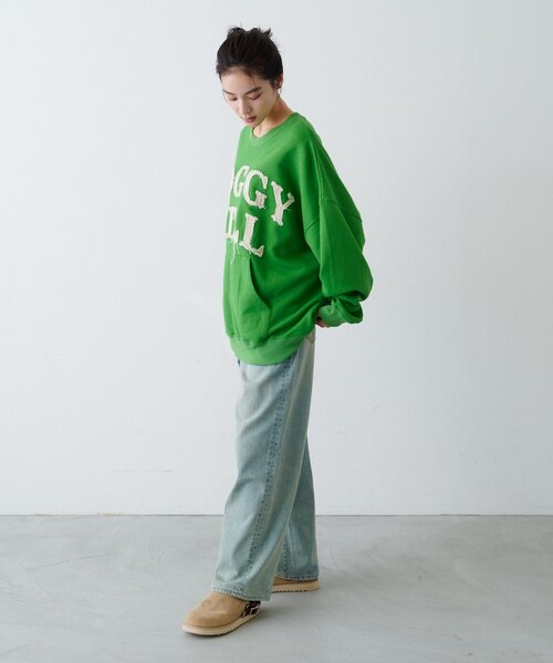 CIAOPANIC TYPY（チャオパニックティピー）の「【UNISEX】オーバーサイズダメージロゴ裏毛スウェット（スウェット・レディース・グレー/ブラック/レッド/グリーン・ONE SIZE）」の9枚目の写真
