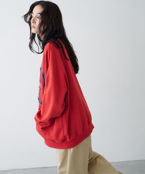 CIAOPANIC TYPY（チャオパニックティピー）の「【UNISEX】オーバーサイズダメージロゴ裏毛スウェット（スウェット・レディース・グレー/ブラック/レッド/グリーン・ONE SIZE）」の13枚目の写真