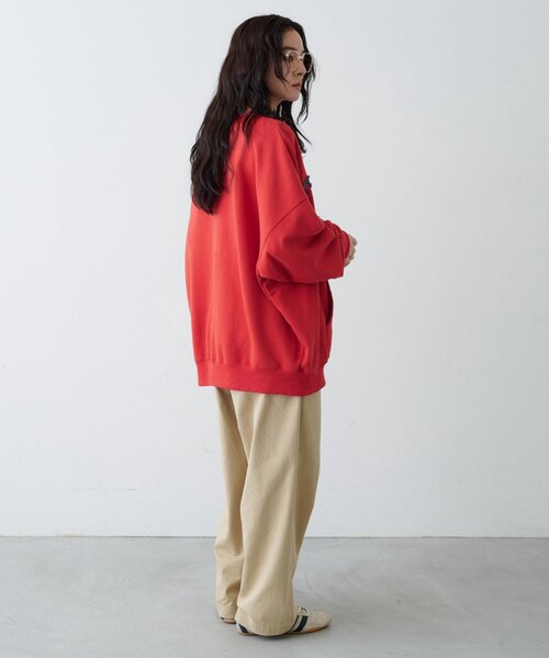 CIAOPANIC TYPY（チャオパニックティピー）の「【UNISEX】オーバーサイズダメージロゴ裏毛スウェット（スウェット・レディース・グレー/ブラック/レッド/グリーン・ONE SIZE）」の8枚目の写真
