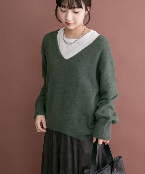 ITEMS URBANRESEARCH（アイテムズ アーバンリサーチ）の「シャギーVネックニット（ニット/セーター・レディース・ベージュ系その他/グリーン系その他/オフホワイト・FREE）」の19枚目の写真