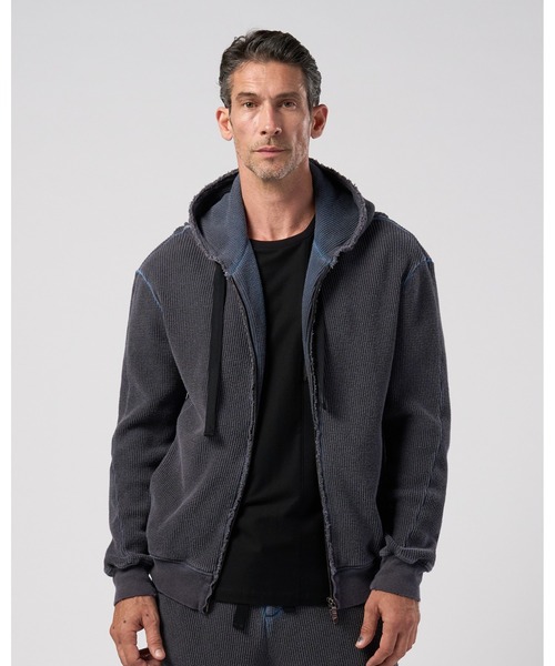wjk（ダヴルジェイケイ）の「hard dry waffle damage zip hoodie（パーカー・メンズ・ネイビー/チャコール/ピンク・X-LARGE/LARGE/MEDIUM/SMALL）」の4枚目の写真