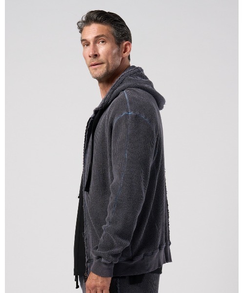 wjk（ダヴルジェイケイ）の「hard dry waffle damage zip hoodie（パーカー・メンズ・ネイビー/チャコール/ピンク・X-LARGE/LARGE/MEDIUM/SMALL）」の5枚目の写真