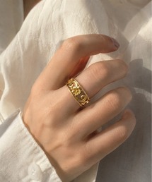 ハワイアンジュエリーリング プルメリア 亀 透かし彫り ワイド 幅6.5mm 金属アレルギー対応