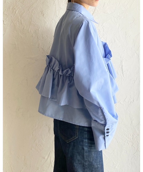 She's Closet(シーズクローゼット)の「長袖 ビスチェ風 ブロード ブラウス フリルシャツ(シャツ/ブラウス・レディース・イエロー/ホワイト/ピンク/ブルー/ブラウン・FREE)」の10枚目の写真