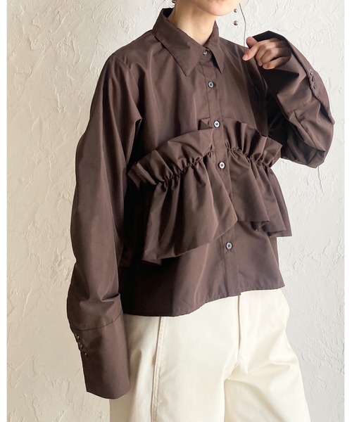 She's Closet(シーズクローゼット)の「長袖 ビスチェ風 ブロード ブラウス フリルシャツ(シャツ/ブラウス・レディース・イエロー/ホワイト/ピンク/ブルー/ブラウン・FREE)」の13枚目の写真