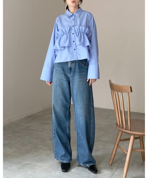She's Closet(シーズクローゼット)の「長袖 ビスチェ風 ブロード ブラウス フリルシャツ(シャツ/ブラウス・レディース・イエロー/ホワイト/ピンク/ブルー/ブラウン・FREE)」の15枚目の写真