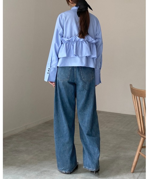 She's Closet(シーズクローゼット)の「長袖 ビスチェ風 ブロード ブラウス フリルシャツ(シャツ/ブラウス・レディース・イエロー/ホワイト/ピンク/ブルー/ブラウン・FREE)」の16枚目の写真