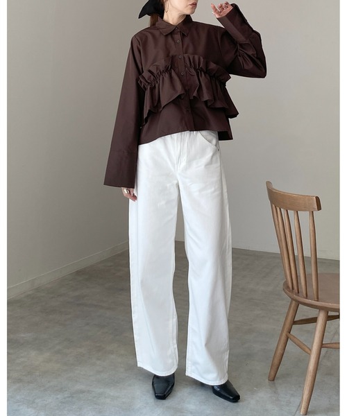 She's Closet(シーズクローゼット)の「長袖 ビスチェ風 ブロード ブラウス フリルシャツ(シャツ/ブラウス・レディース・イエロー/ホワイト/ピンク/ブルー/ブラウン・FREE)」の17枚目の写真