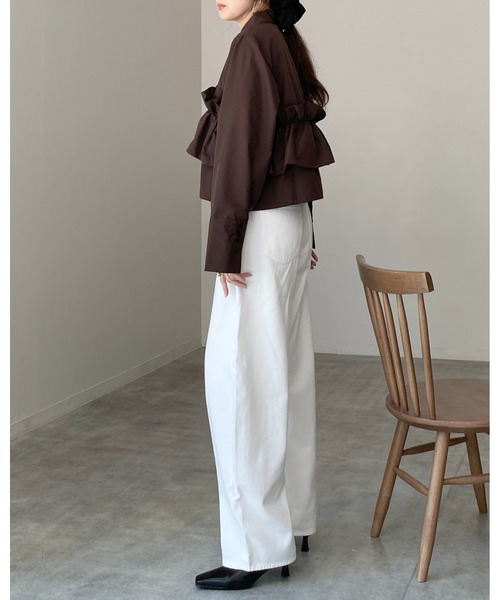 She's Closet(シーズクローゼット)の「長袖 ビスチェ風 ブロード ブラウス フリルシャツ(シャツ/ブラウス・レディース・イエロー/ホワイト/ピンク/ブルー/ブラウン・FREE)」の18枚目の写真