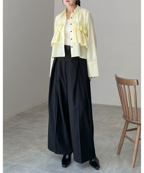 She's Closet(シーズクローゼット)の「長袖 ビスチェ風 ブロード ブラウス フリルシャツ(シャツ/ブラウス・レディース・イエロー/ホワイト/ピンク/ブルー/ブラウン・FREE)」の20枚目の写真