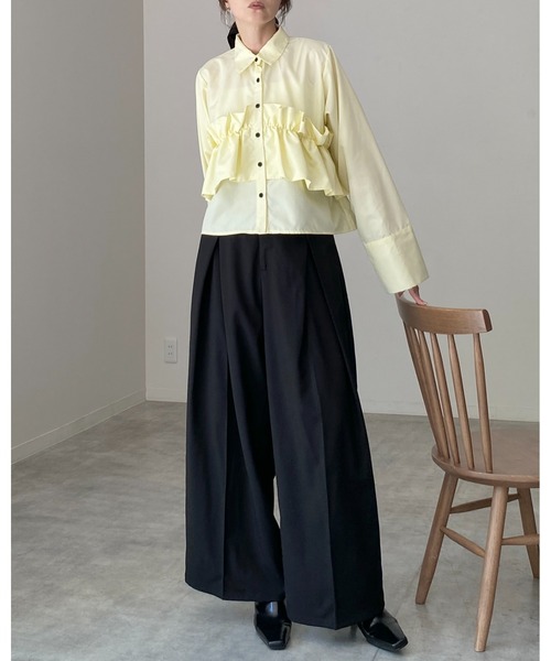 She's Closet(シーズクローゼット)の「長袖 ビスチェ風 ブロード ブラウス フリルシャツ(シャツ/ブラウス・レディース・イエロー/ホワイト/ピンク/ブルー/ブラウン・FREE)」の21枚目の写真