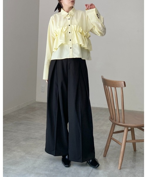 She's Closet(シーズクローゼット)の「長袖 ビスチェ風 ブロード ブラウス フリルシャツ(シャツ/ブラウス・レディース・イエロー/ホワイト/ピンク/ブルー/ブラウン・FREE)」の22枚目の写真