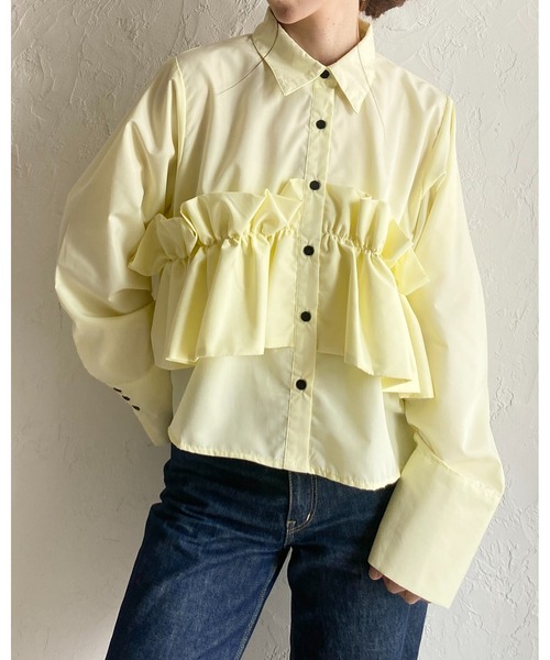 She's Closet(シーズクローゼット)の「長袖 ビスチェ風 ブロード ブラウス フリルシャツ(シャツ/ブラウス・レディース・イエロー/ホワイト/ピンク/ブルー/ブラウン・FREE)」の6枚目の写真