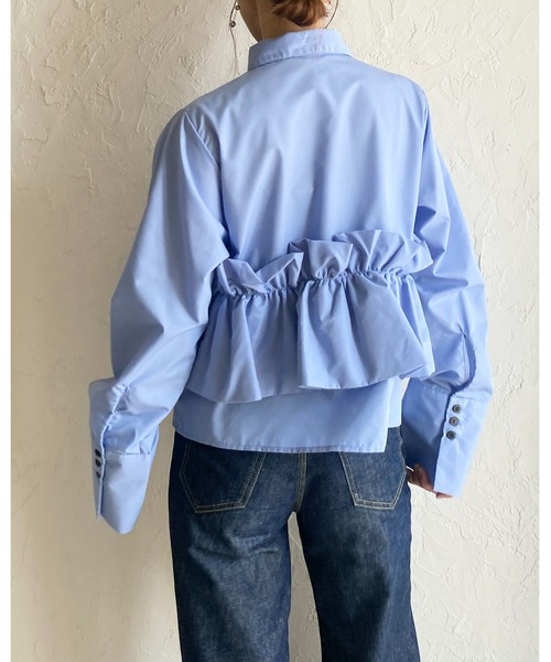 She's Closet(シーズクローゼット)の「長袖 ビスチェ風 ブロード ブラウス フリルシャツ(シャツ/ブラウス・レディース・イエロー/ホワイト/ピンク/ブルー/ブラウン・FREE)」の9枚目の写真