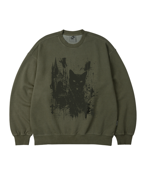 WILDROCK（ワイルドロック）の「ゴシックキャッスルキャット ピグメントオーバーサイズスウェット_5 COL（スウェット・レディース・ライトグレー/ピンク/ブルー/ダークカーキ/チャコール・SMALL/MEDIUM/LARGE/X-SMALL）」の3枚目の写真