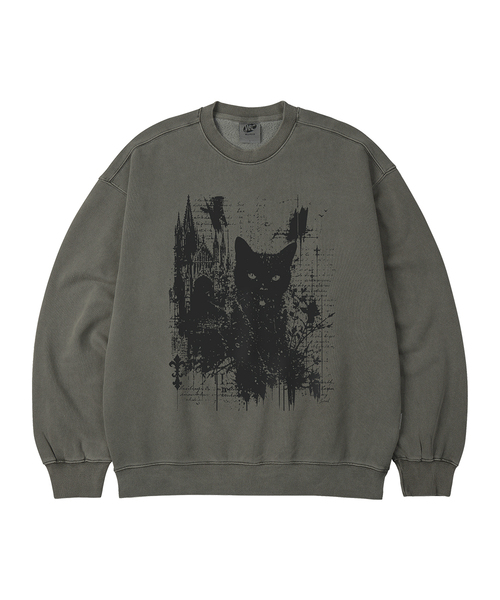 WILDROCK（ワイルドロック）の「ゴシックキャッスルキャット ピグメントオーバーサイズスウェット_5 COL（スウェット・レディース・ライトグレー/ピンク/ブルー/ダークカーキ/チャコール・SMALL/MEDIUM/LARGE/X-SMALL）」の2枚目の写真