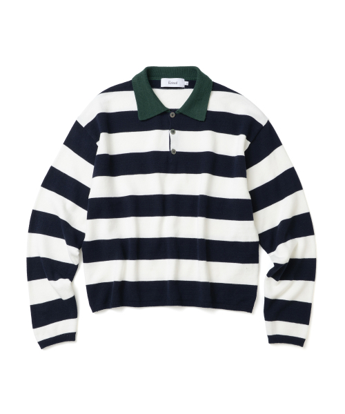 KNITTED（ニッティド）の「(ユニセックス) ストライプラグビーコラーニット ネイビー（ニット/セーター・メンズ・その他・MEDIUM/LARGE/X-LARGE/FREE）」の3枚目の写真