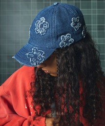 MAISON SPECIAL（メゾンスペシャル）の「《UNISEX》フラワーパターンモチーフダメージデニム6Pキャップ/Flower Pattern Motif Damaged Denim 6P Cap【MAISON SPECIAL/メゾンスペシャル】（キャップ）」