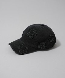 MAISON SPECIAL（メゾンスペシャル）の「《UNISEX》フラワーパターンモチーフダメージデニム6Pキャップ/Flower Pattern Motif Damaged Denim 6P Cap【MAISON SPECIAL/メゾンスペシャル】（キャップ）」