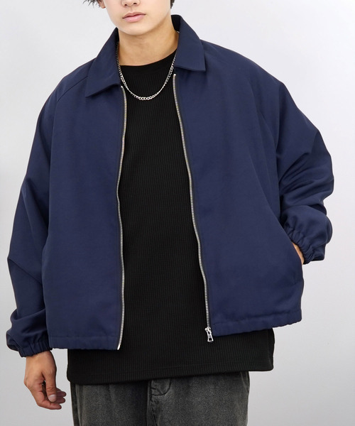 Ammie（アミー）の「ワイドスクエア ジップアップブルゾン（ブルゾン・メンズ・ブラック/ネイビー/グレー・L/M）」の3枚目の写真